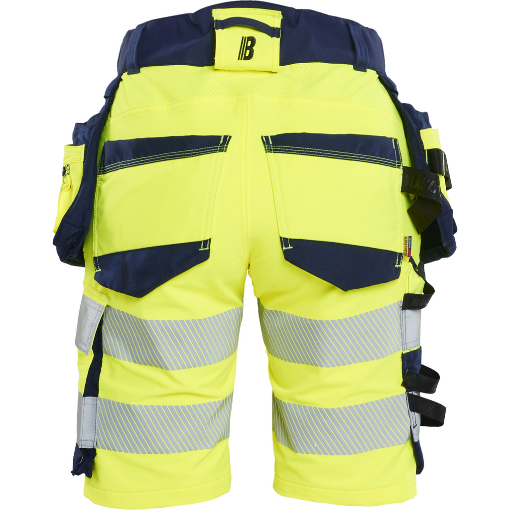 Blaklader High Vis Ladies 4-Way Stretch Shorts, Yellow/Navy Blue (4)