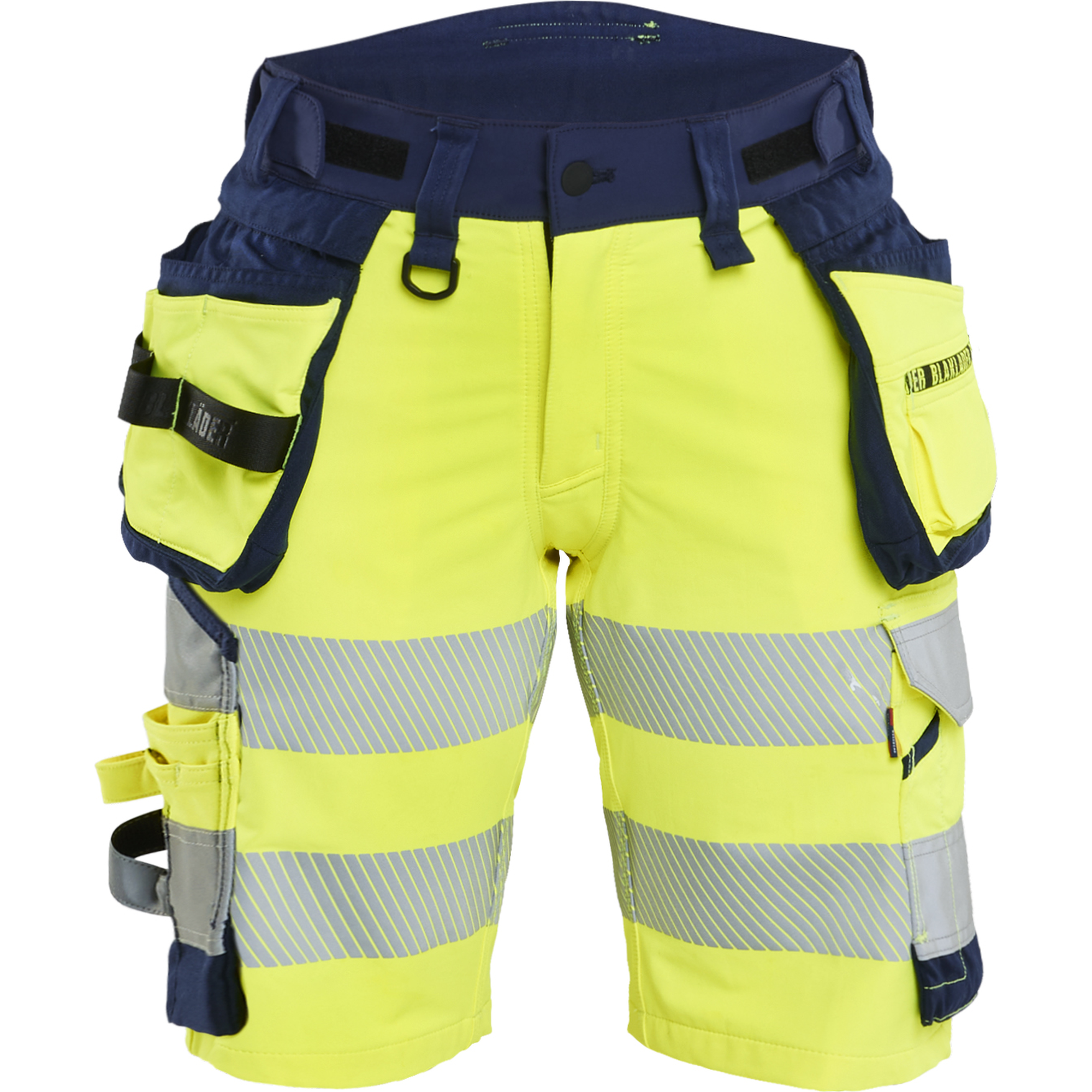 Blaklader High Vis Ladies 4-Way Stretch Shorts, Yellow/Navy Blue