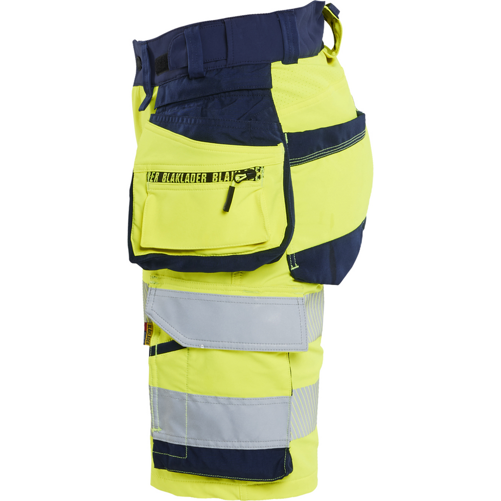 Blaklader High Vis Ladies 4-Way Stretch Shorts, Yellow/Navy Blue (3)