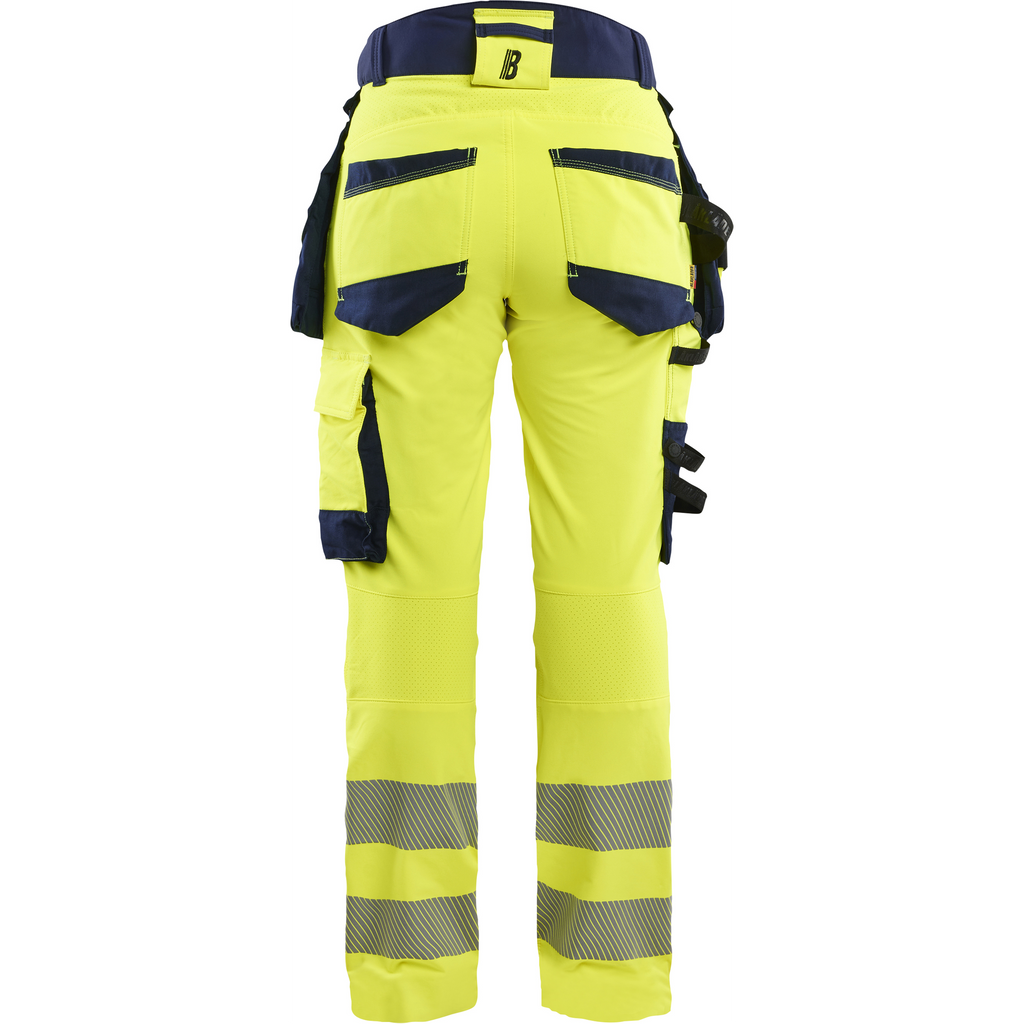 Blaklader High Vis Ladies 4-Way Stretch Trousers, Yellow/Navy Blue (4)