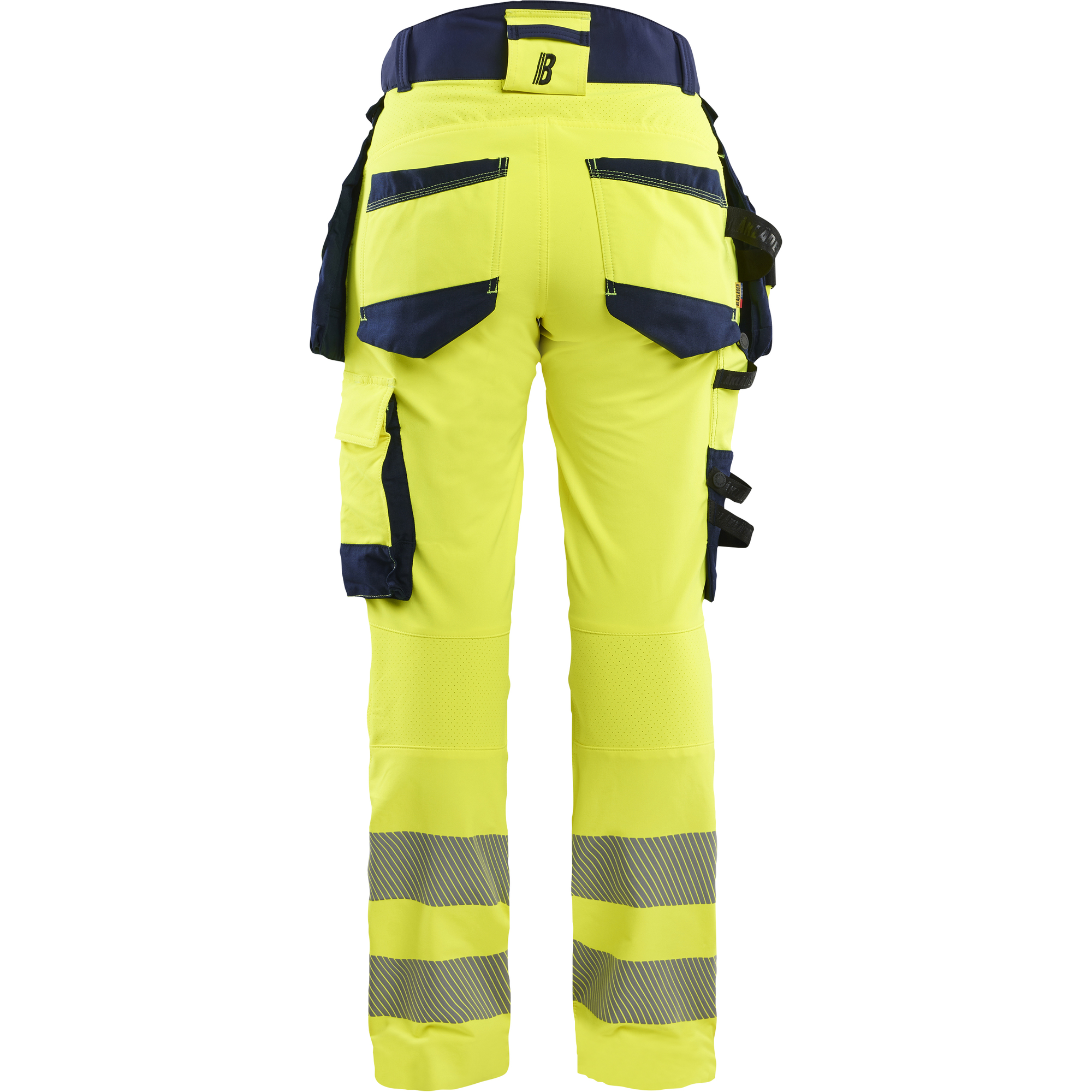 Blaklader High Vis Ladies 4-Way Stretch Trousers, Yellow/Navy Blue (4)