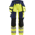 Blaklader High Vis Ladies 4-Way Stretch Trousers, Yellow/Navy Blue