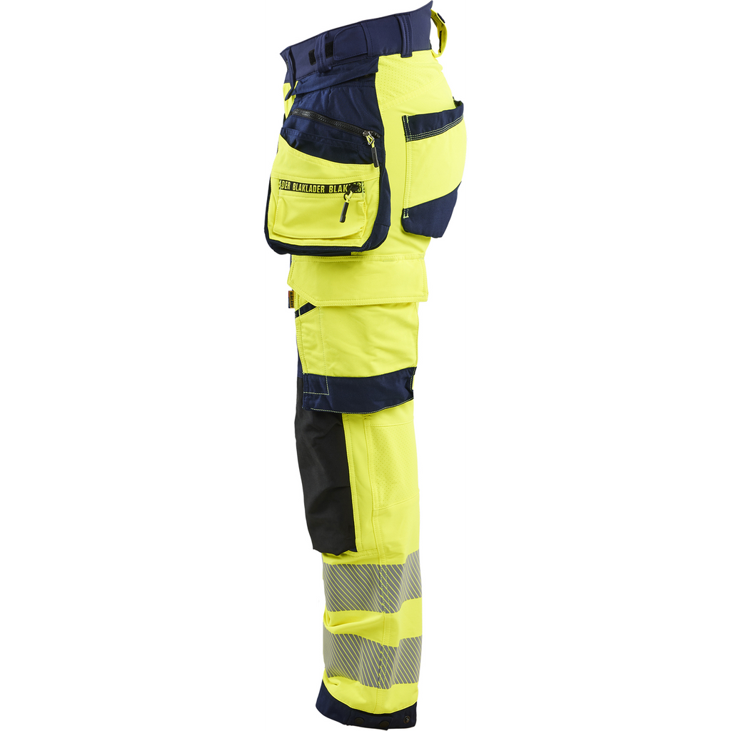 Blaklader High Vis Ladies 4-Way Stretch Trousers, Yellow/Navy Blue (3)