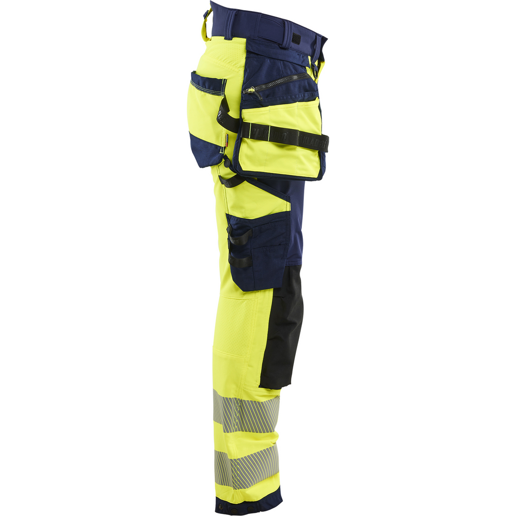 Blaklader High Vis Ladies 4-Way Stretch Trousers, Yellow/Navy Blue (2)