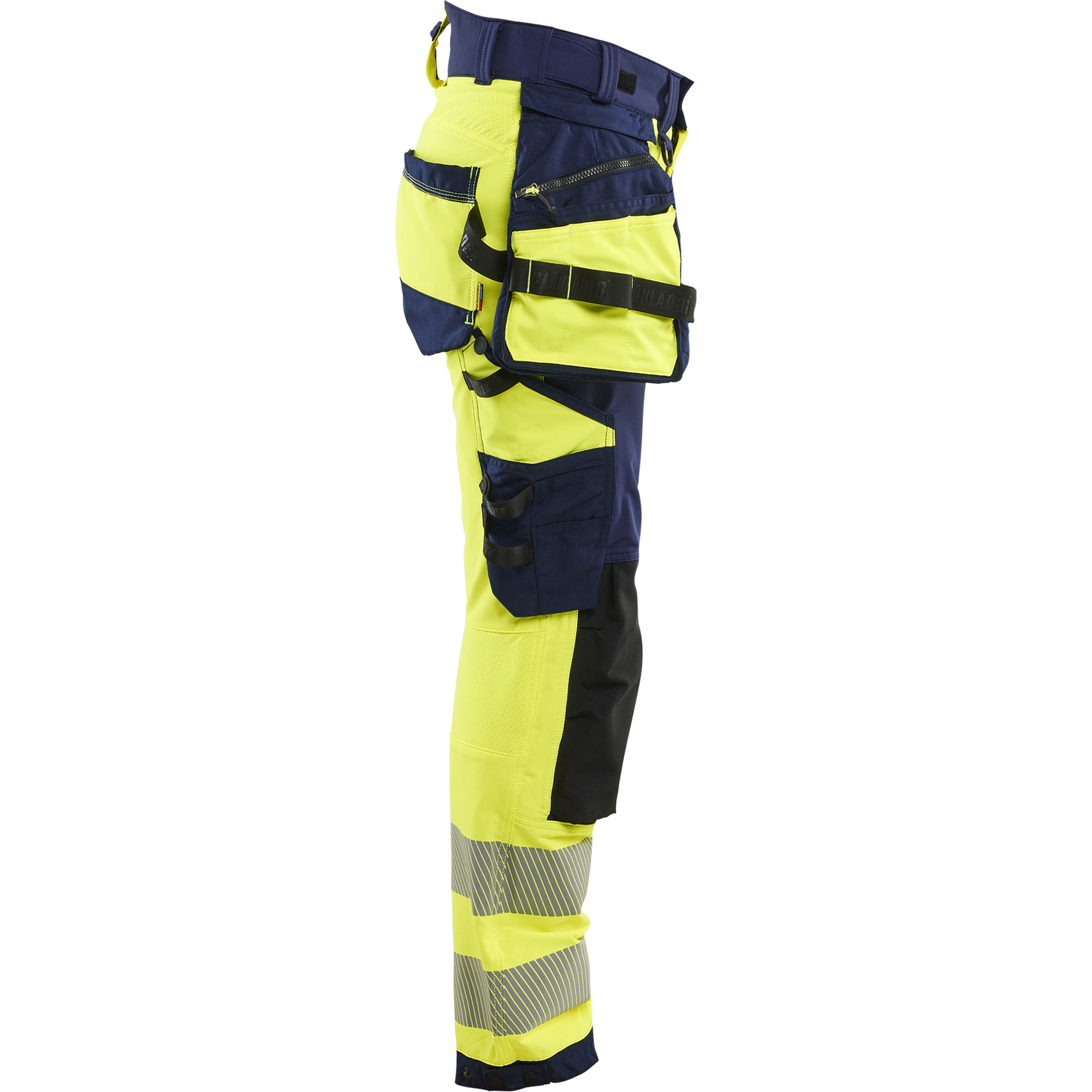Blaklader High Vis Ladies 4-Way Stretch Trousers, Yellow/Navy Blue (2)