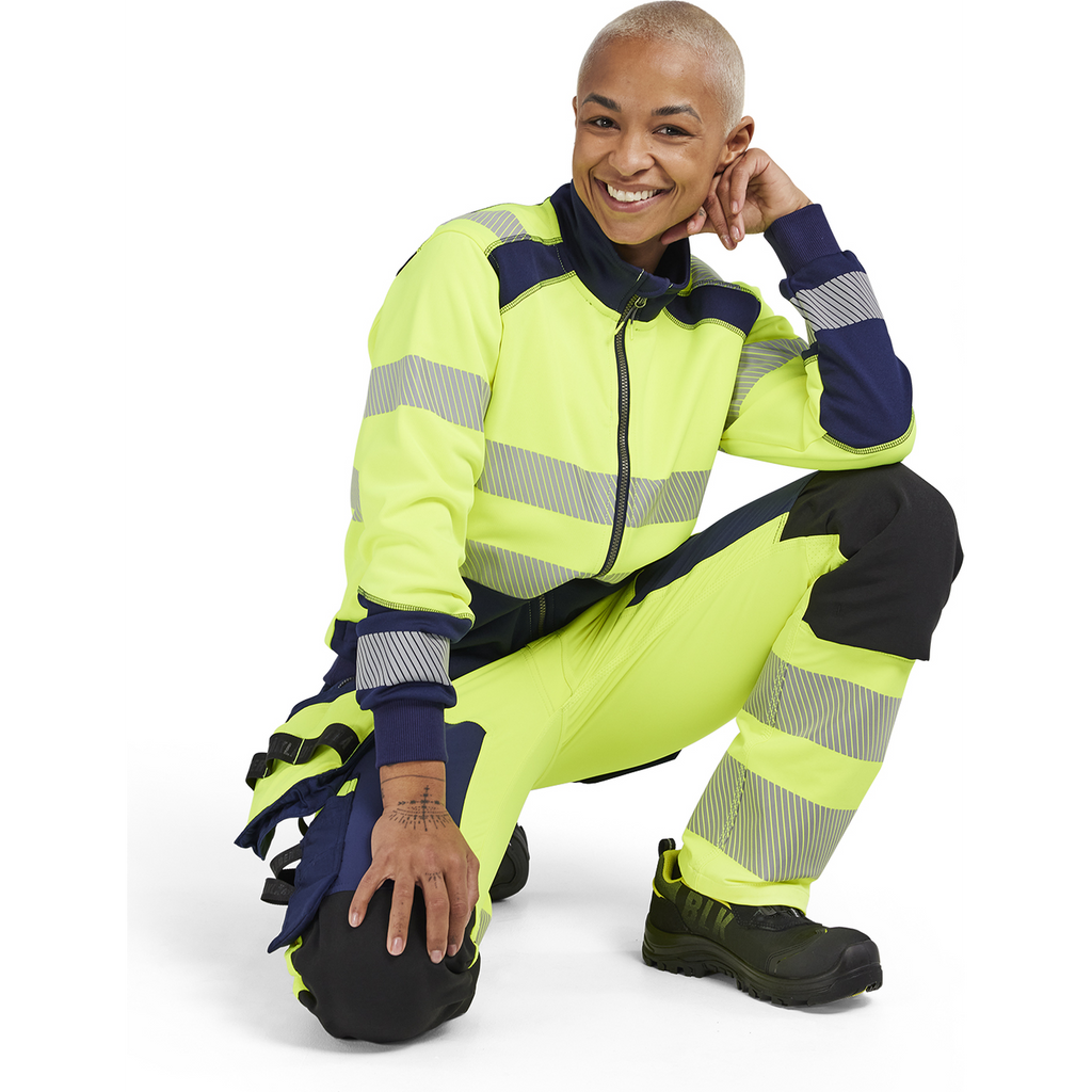Blaklader High Vis Ladies 4-Way Stretch Trousers, Yellow/Navy Blue (6)