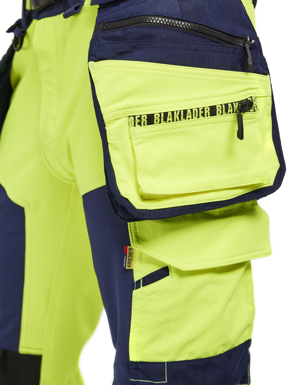 Blaklader High Vis Ladies 4-Way Stretch Trousers, Yellow/Navy Blue (10)