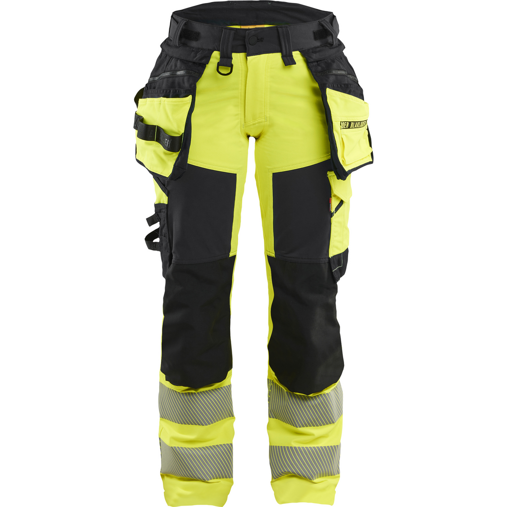 Blaklader High Vis Ladies 4-Way Stretch Trousers, Yellow/Black