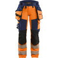 Blaklader High Vis Ladies 4-Way Stretch Trousers, Orange/Navy Blue