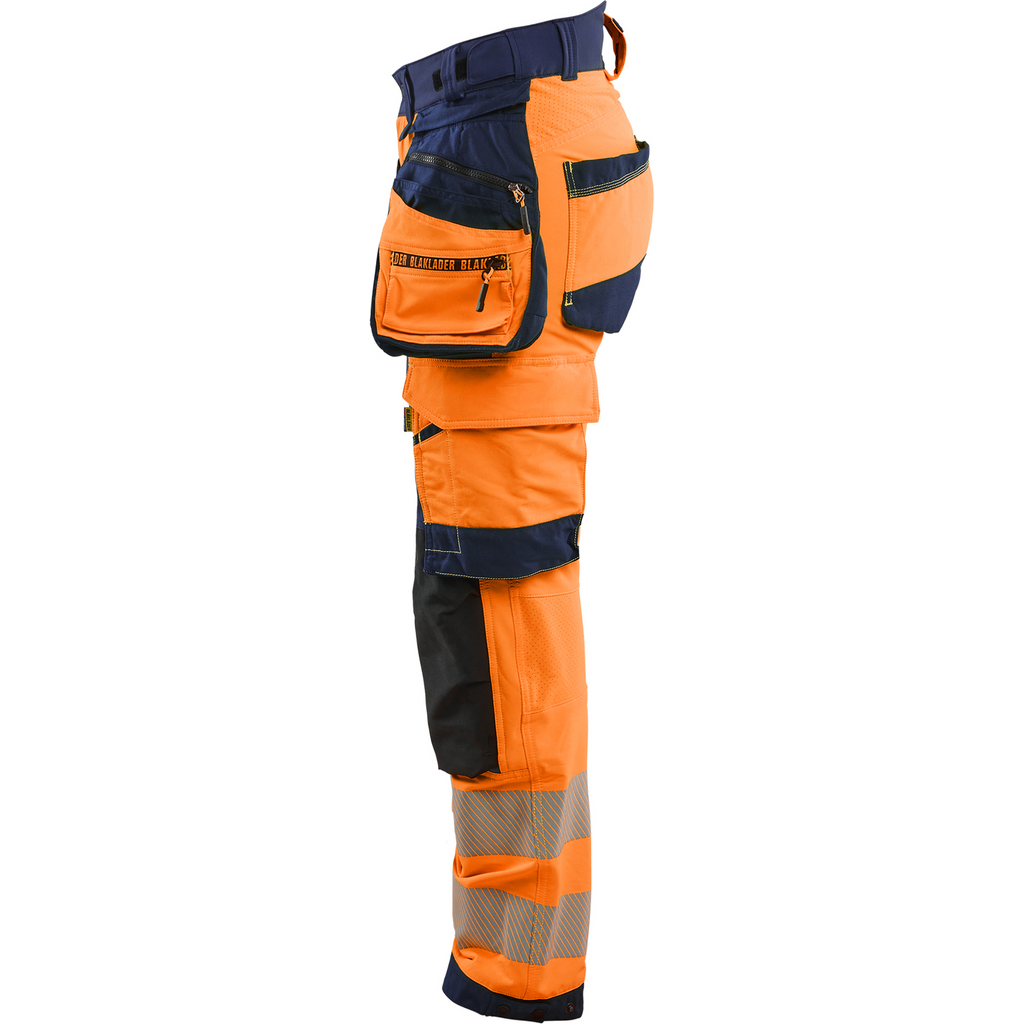 Blaklader High Vis Ladies 4-Way Stretch Trousers, Orange/Navy Blue (3)