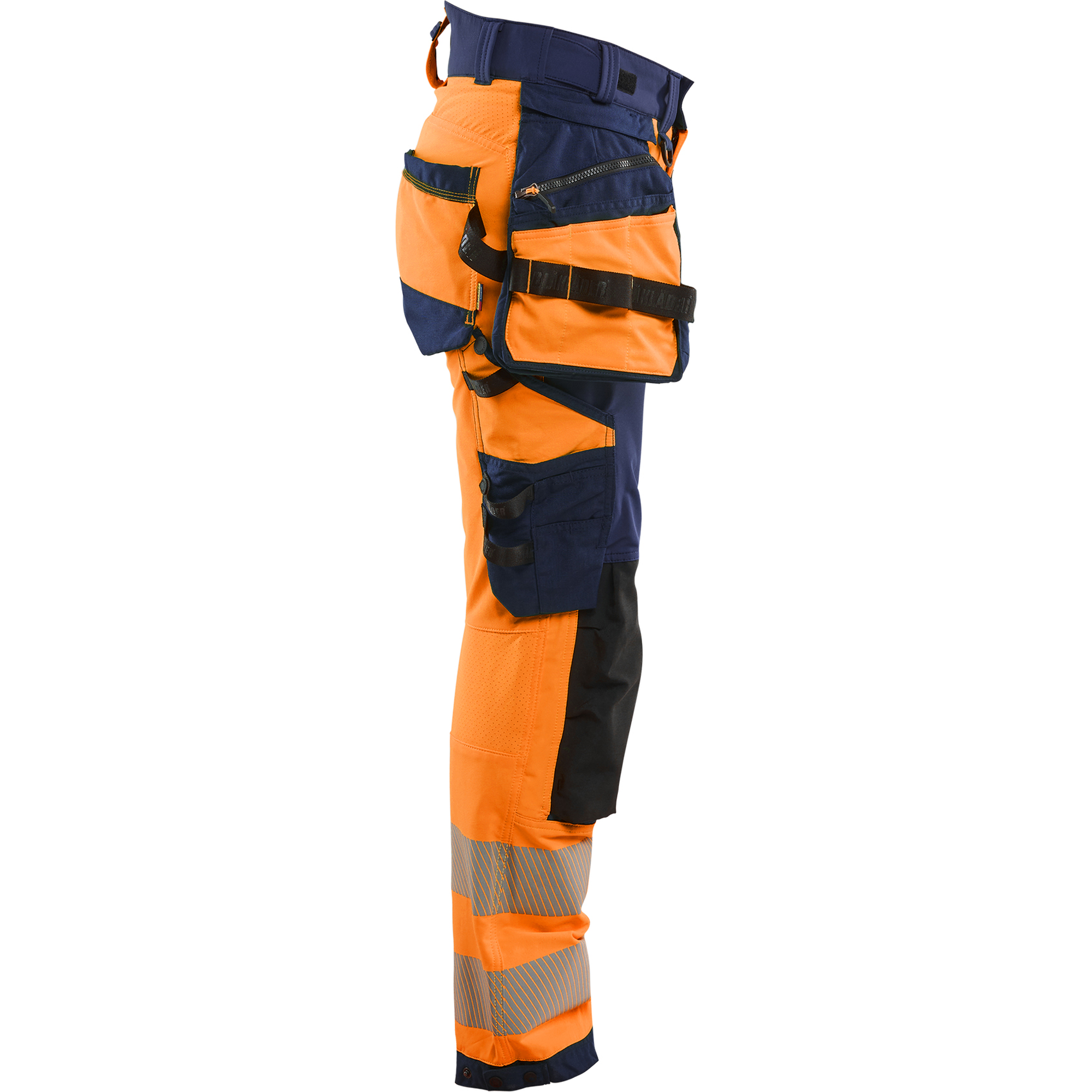 Blaklader High Vis Ladies 4-Way Stretch Trousers, Orange/Navy Blue (2)