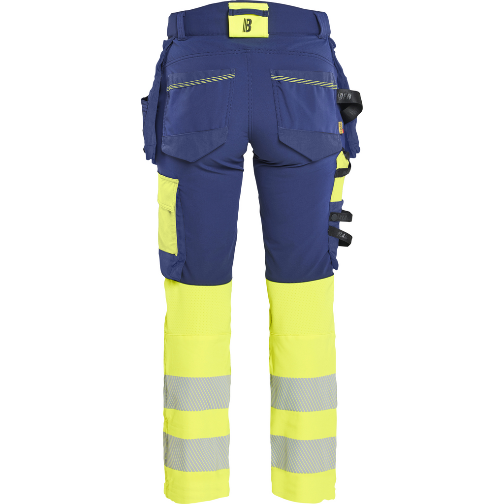 Blaklader High Vis Women's 4-Way Stretch Trousers, Navy Blue/ Yellow (4)