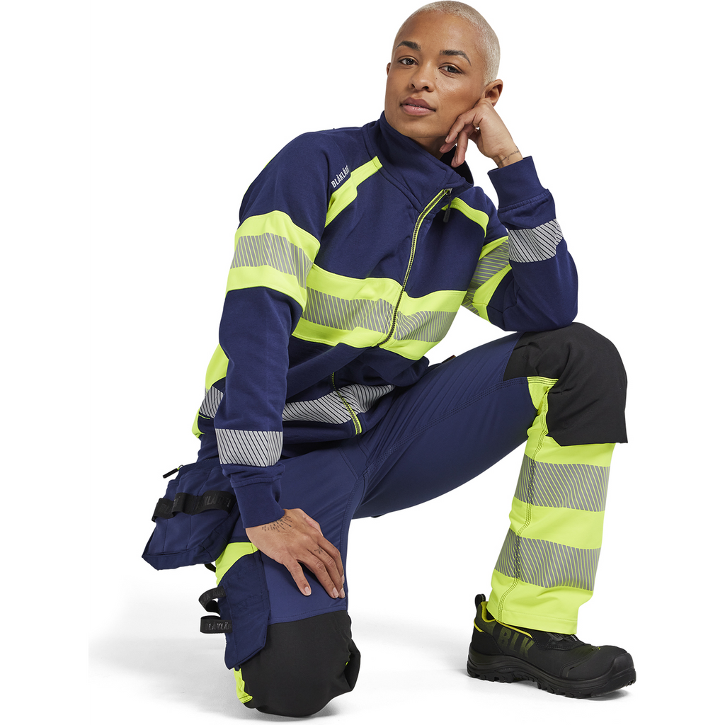 Blaklader High Vis Women's 4-Way Stretch Trousers, Navy Blue/ Yellow (6)