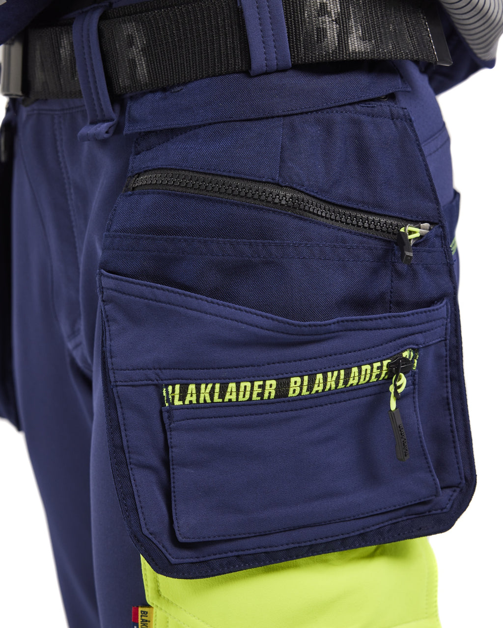 Blaklader High Vis Women's 4-Way Stretch Trousers, Navy Blue/ Yellow (8)