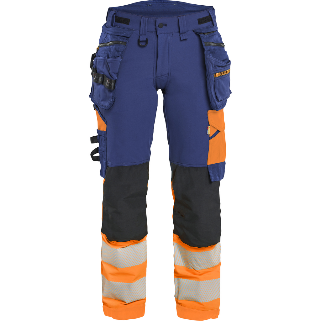 Blaklader High Vis Ladies 4-Way Stretch Trousers, Navy/Orange