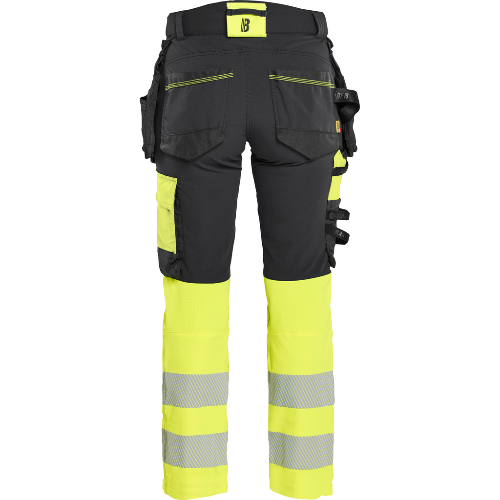 Blaklader High Vis Ladies 4-Way Stretch Trousers, Black/Yellow (4)