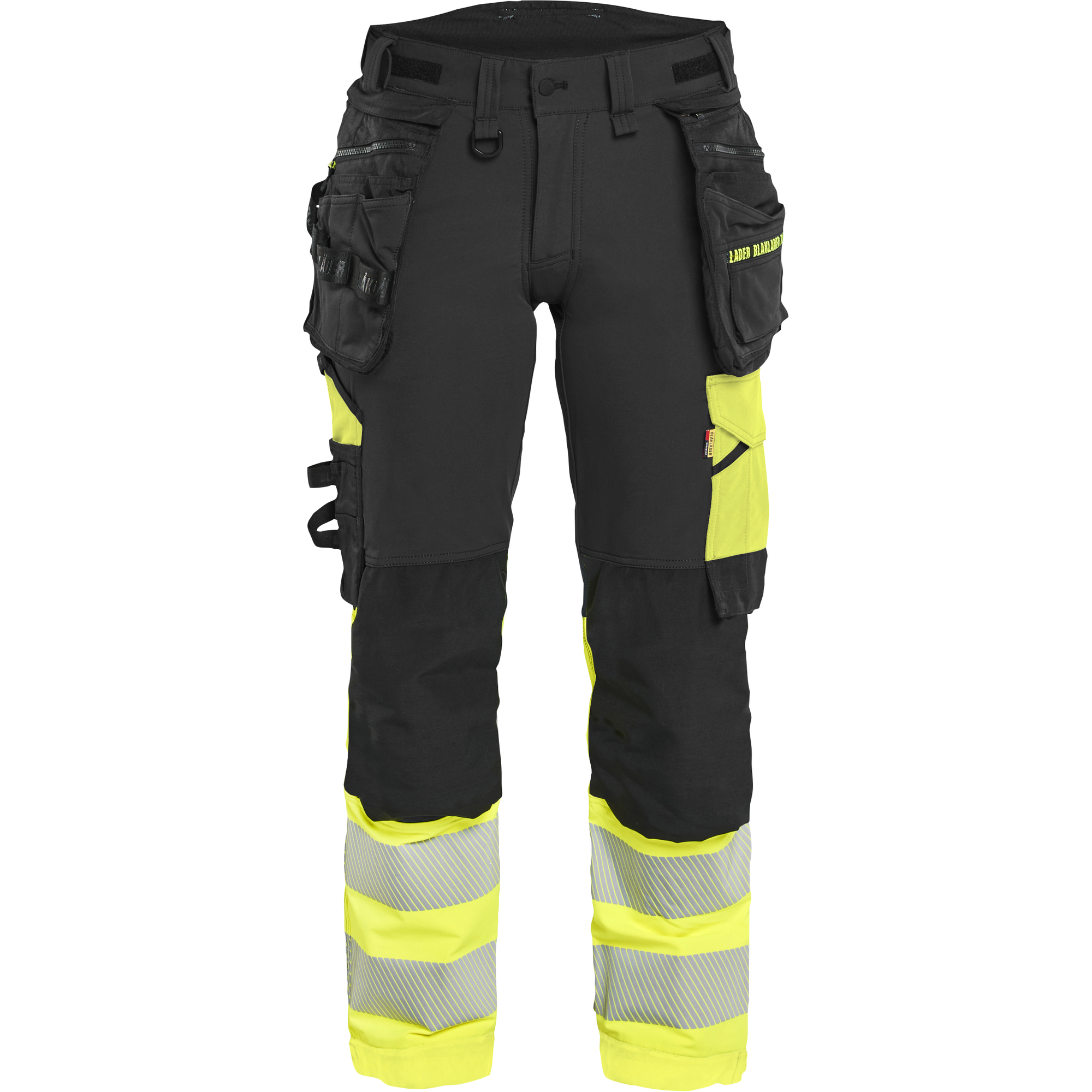 Blaklader High Vis Ladies 4-Way Stretch Trousers, Black/Yellow