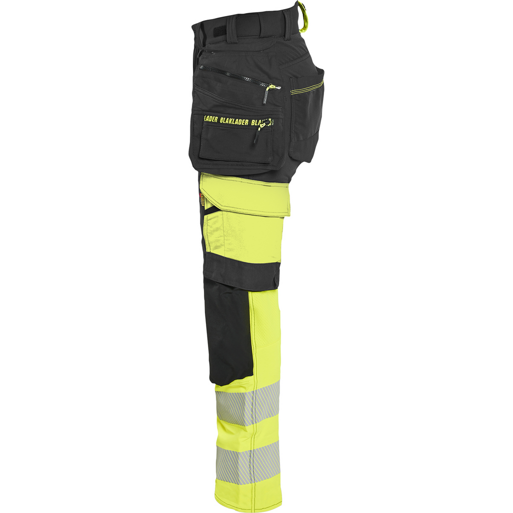 Blaklader High Vis Ladies 4-Way Stretch Trousers, Black/Yellow (3)