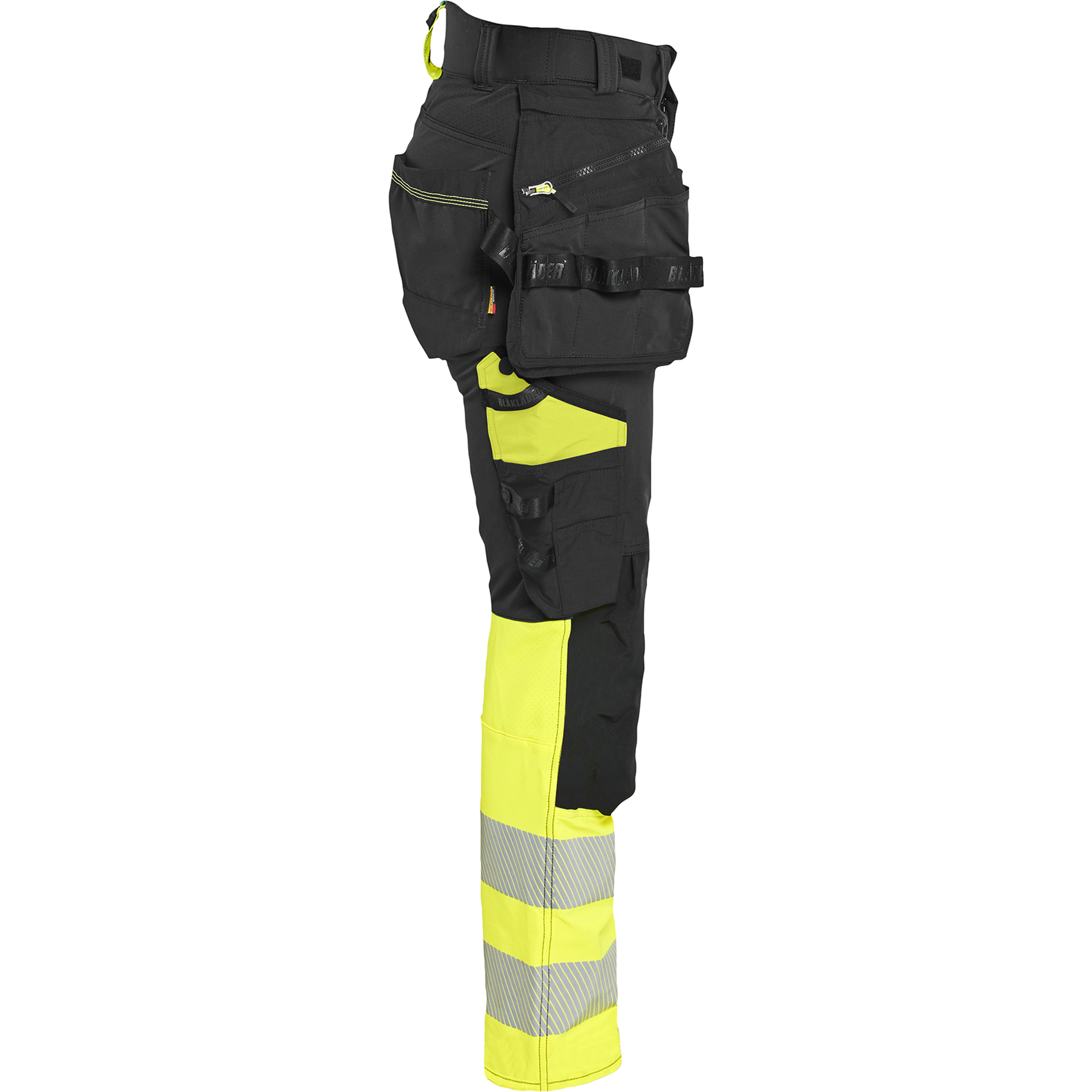 Blaklader High Vis Ladies 4-Way Stretch Trousers, Black/Yellow (2)