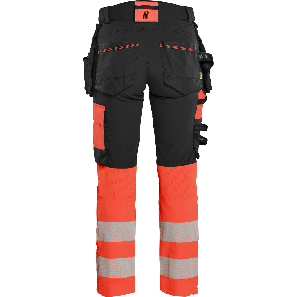 Blaklader High Vis Women's 4-Way Stretch Trousers, Black/High Vis Red (4)