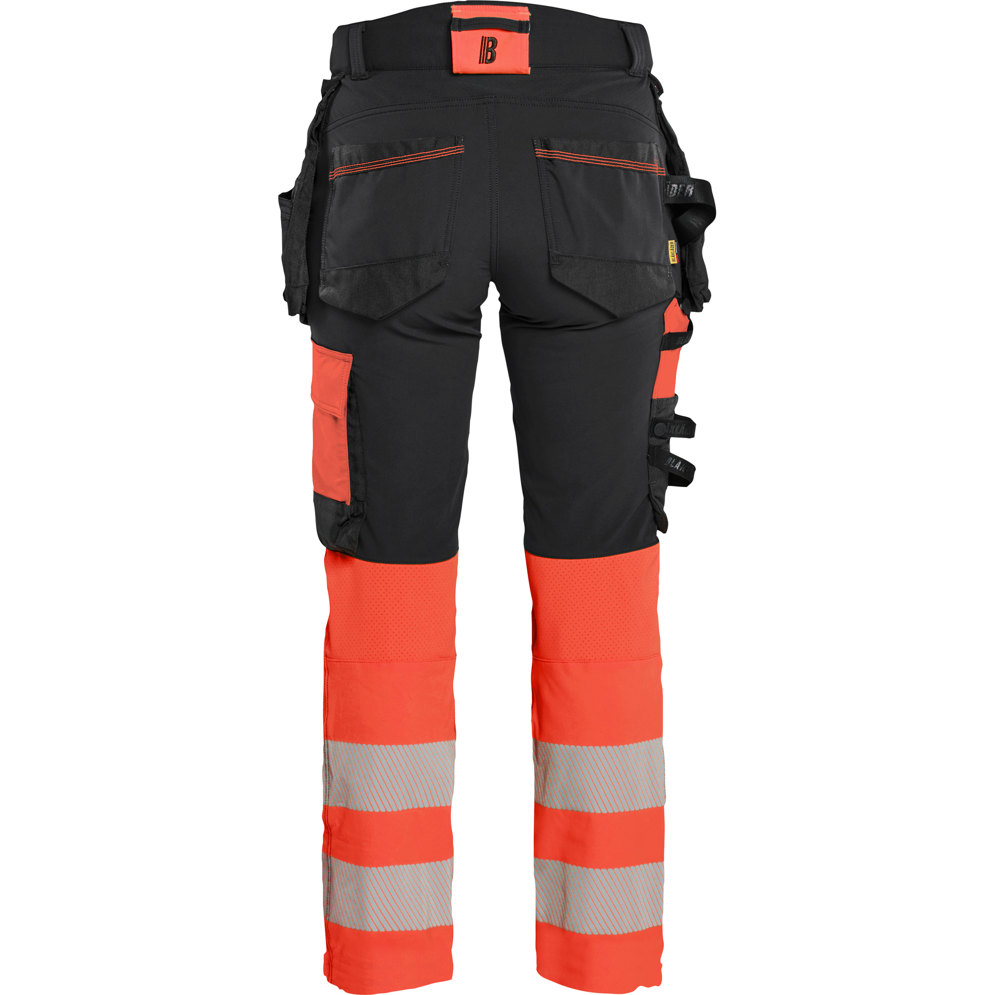 Blaklader High Vis Women's 4-Way Stretch Trousers, Black/High Vis Red (4)