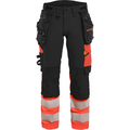 Blaklader High Vis Women's 4-Way Stretch Trousers, Black/High Vis Red