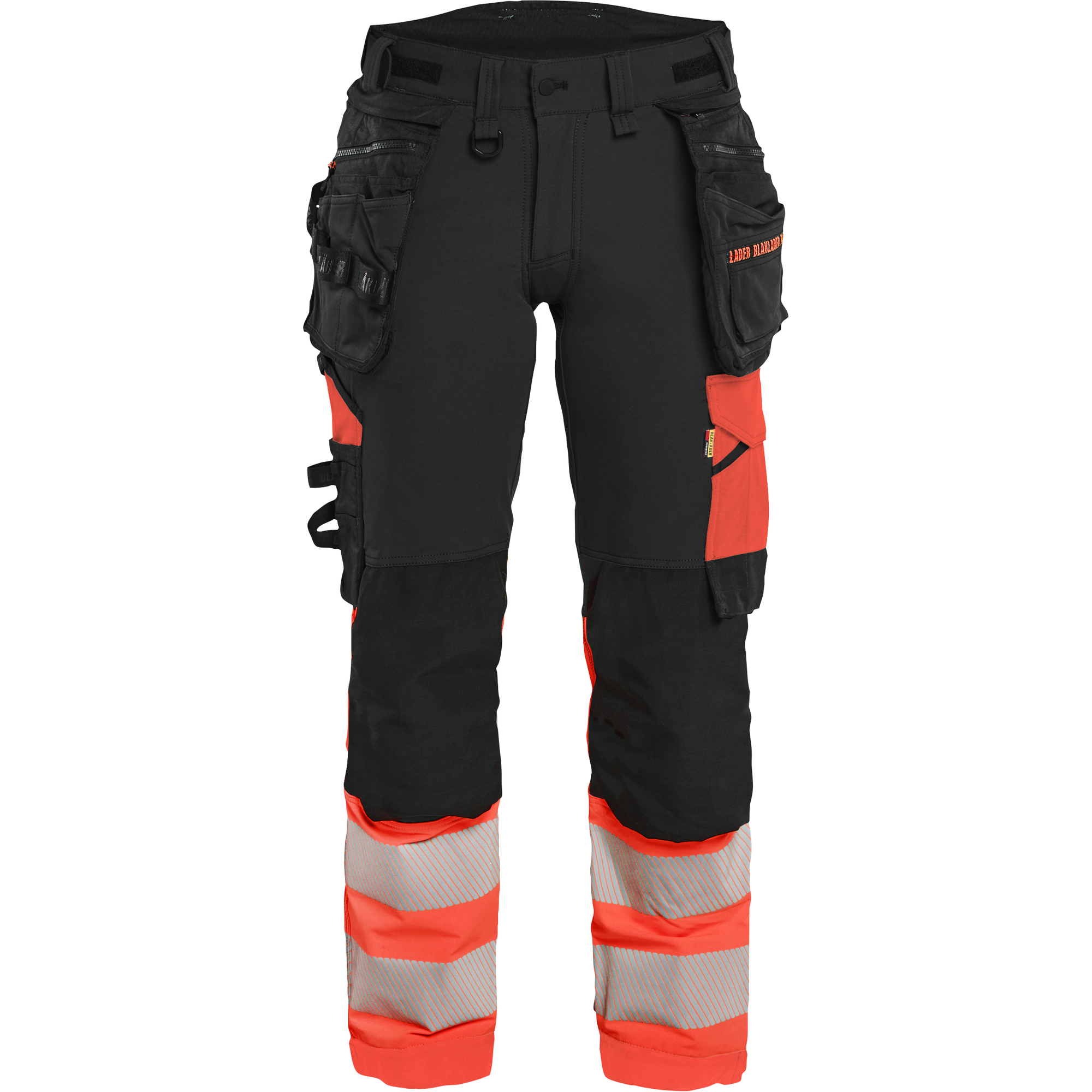 Blaklader High Vis Women's 4-Way Stretch Trousers, Black/High Vis Red
