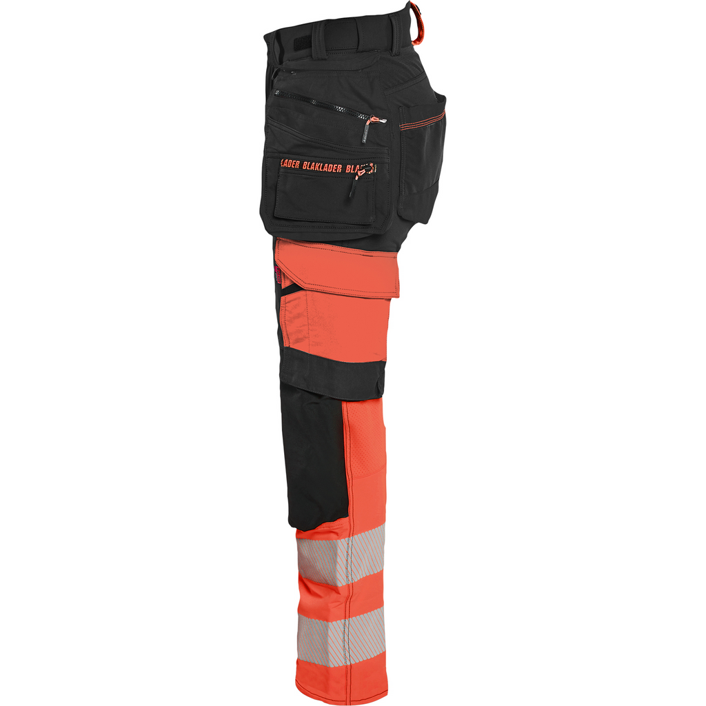 Blaklader High Vis Women's 4-Way Stretch Trousers, Black/High Vis Red (3)