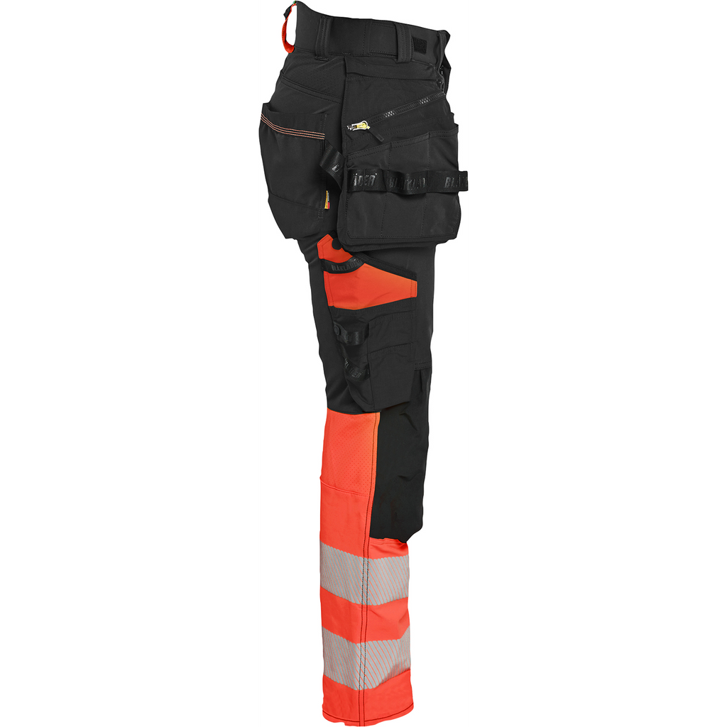 Blaklader High Vis Women's 4-Way Stretch Trousers, Black/High Vis Red (2)