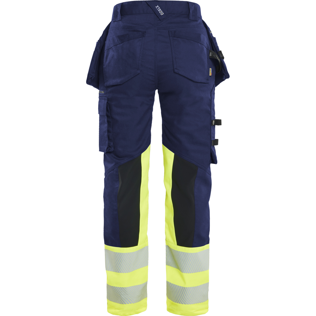 Blaklader High Vis Damen Stretchhose, Marineblau/ Gelb (3)