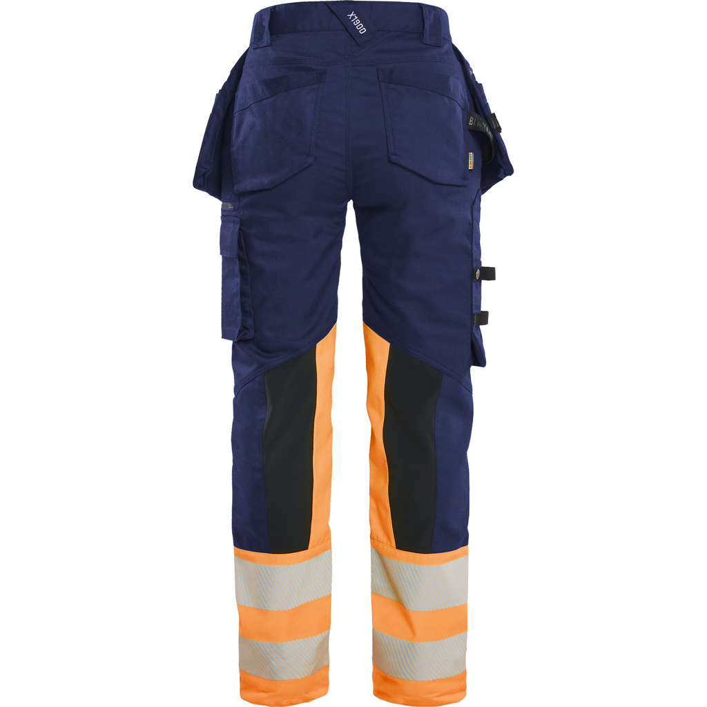 Blaklader High Vis Ladies Stretch Trousers, Navy/Orange (3)