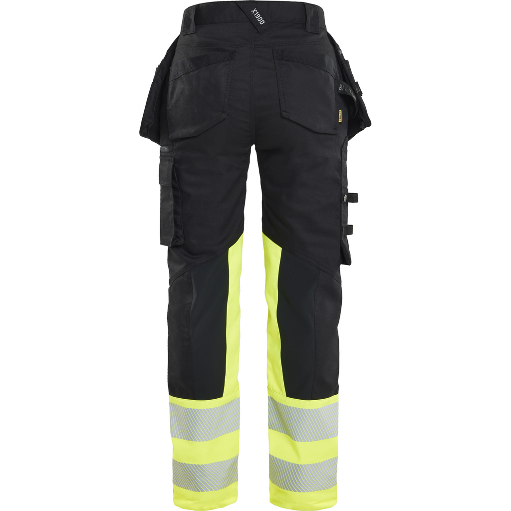 Blaklader High Vis Ladies Stretch Trousers, Black/Yellow (3)