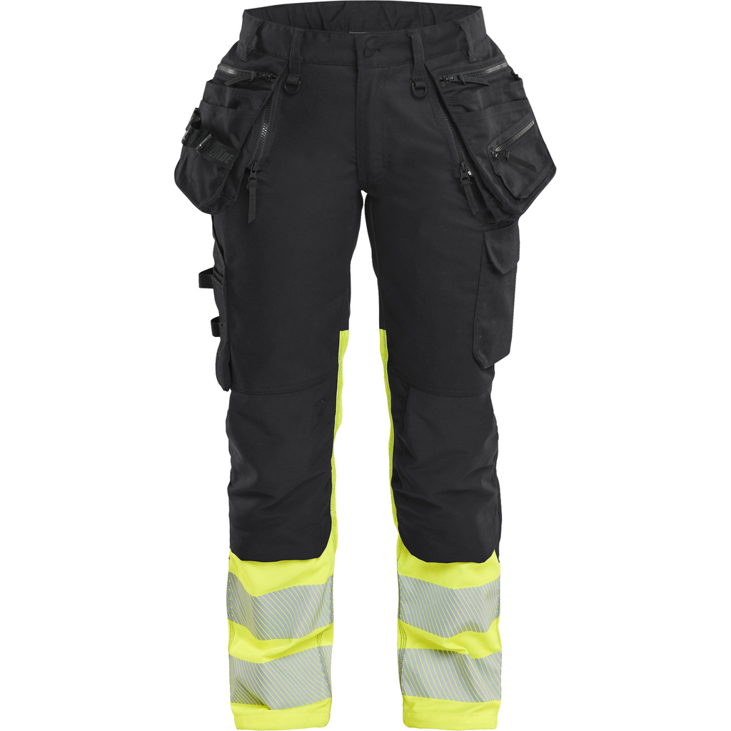 Blaklader High Vis Ladies Stretch Trousers, Black/Yellow