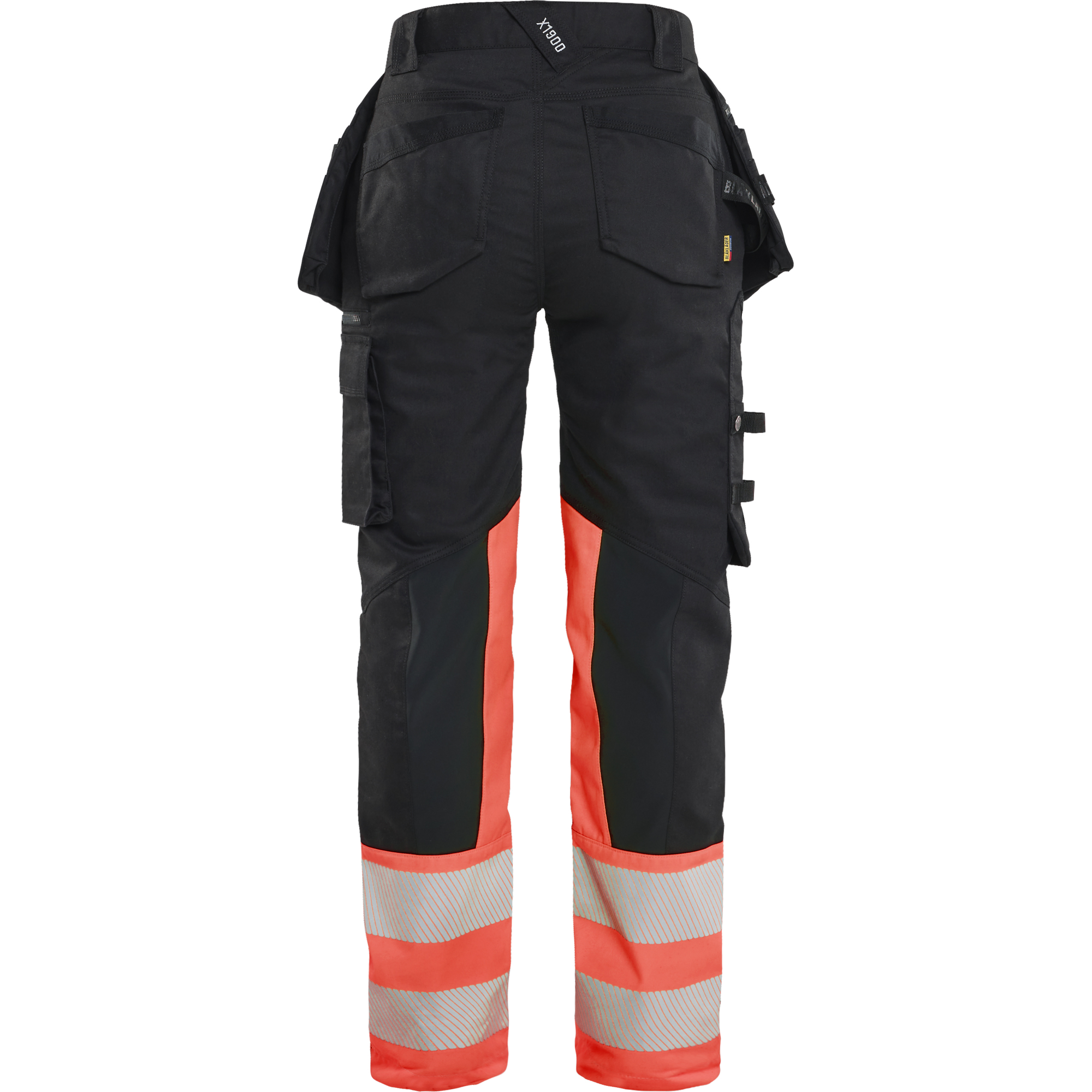Blaklader High Vis Ladies Stretch Trousers, Black/High Vis Red (4)