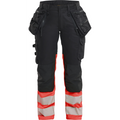 Blaklader High Vis Ladies Stretch Trousers, Black/High Vis Red