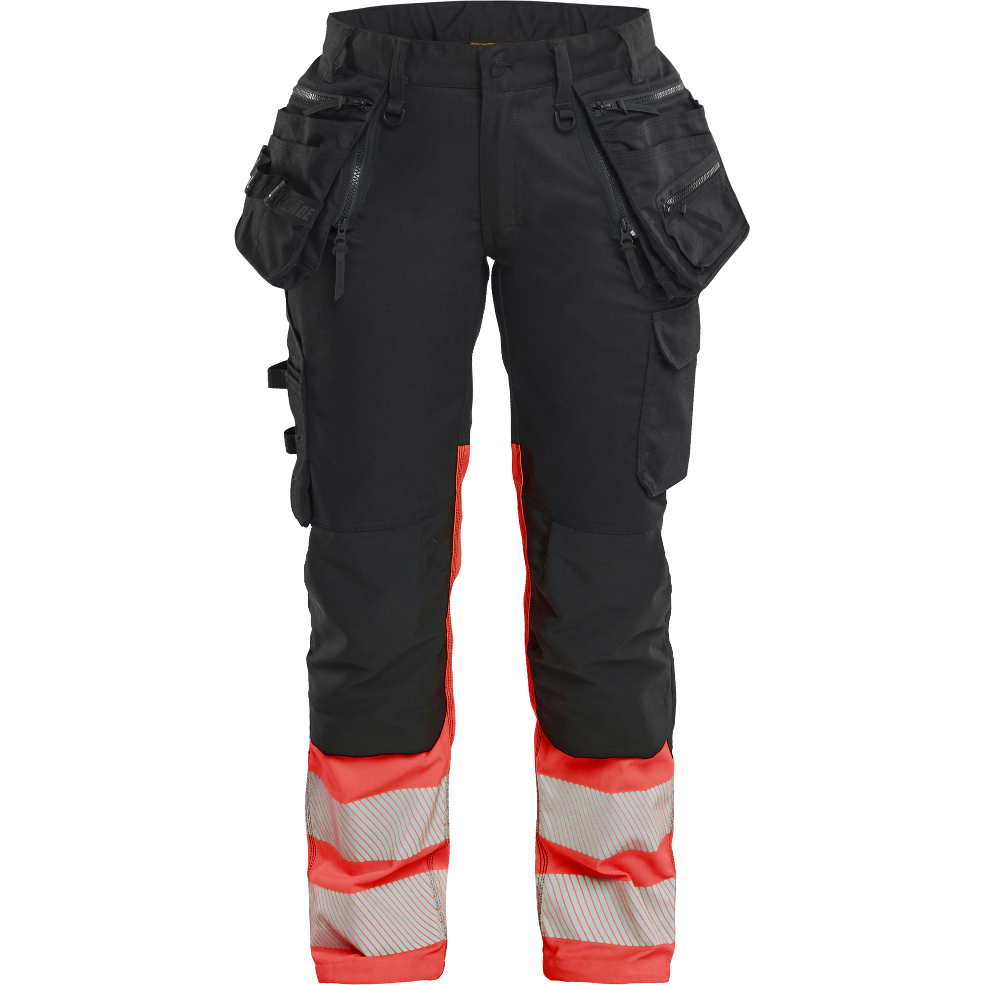 Blaklader High Vis Ladies Stretch Trousers, Black/High Vis Red