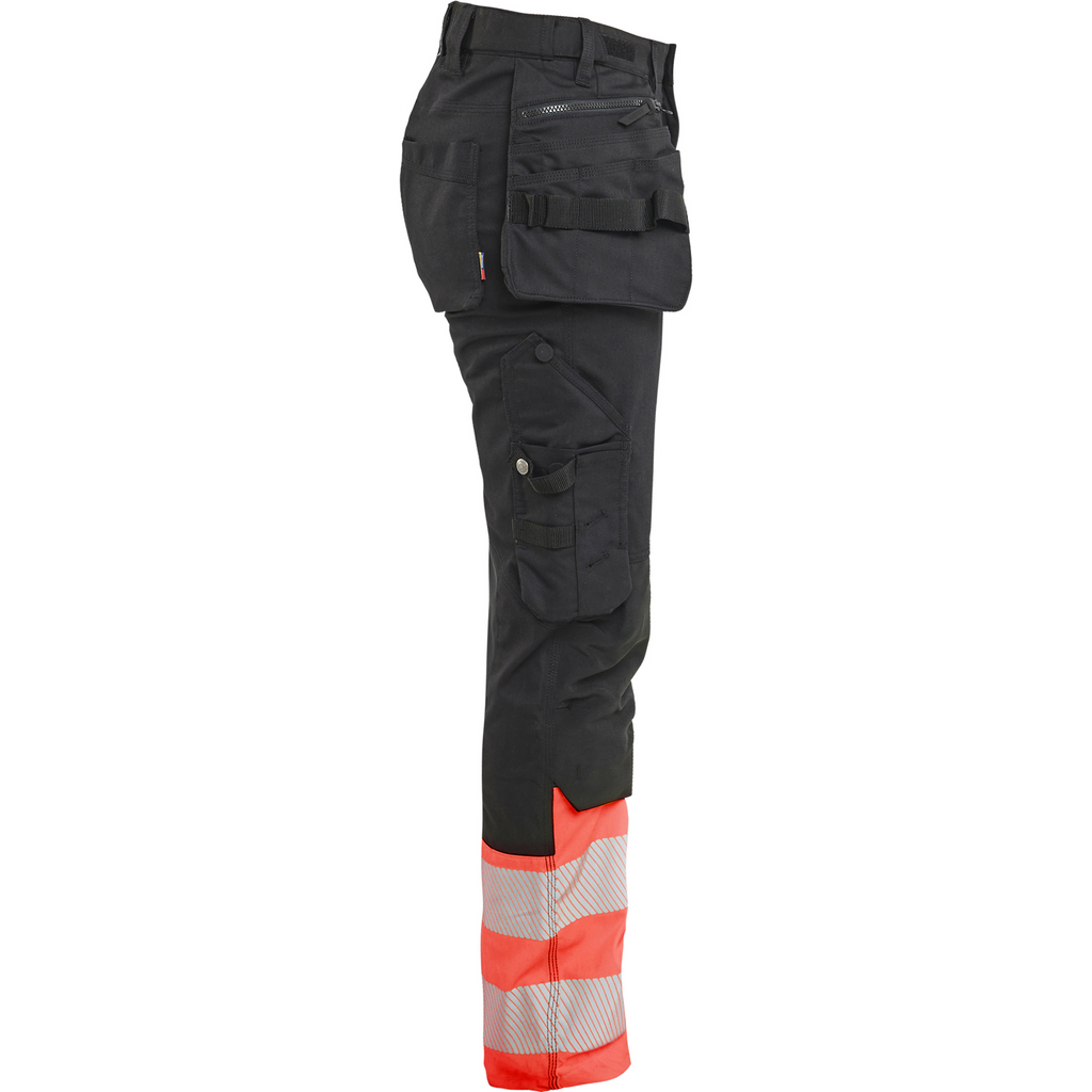 Blaklader High Vis Ladies Stretch Trousers, Black/High Vis Red (2)