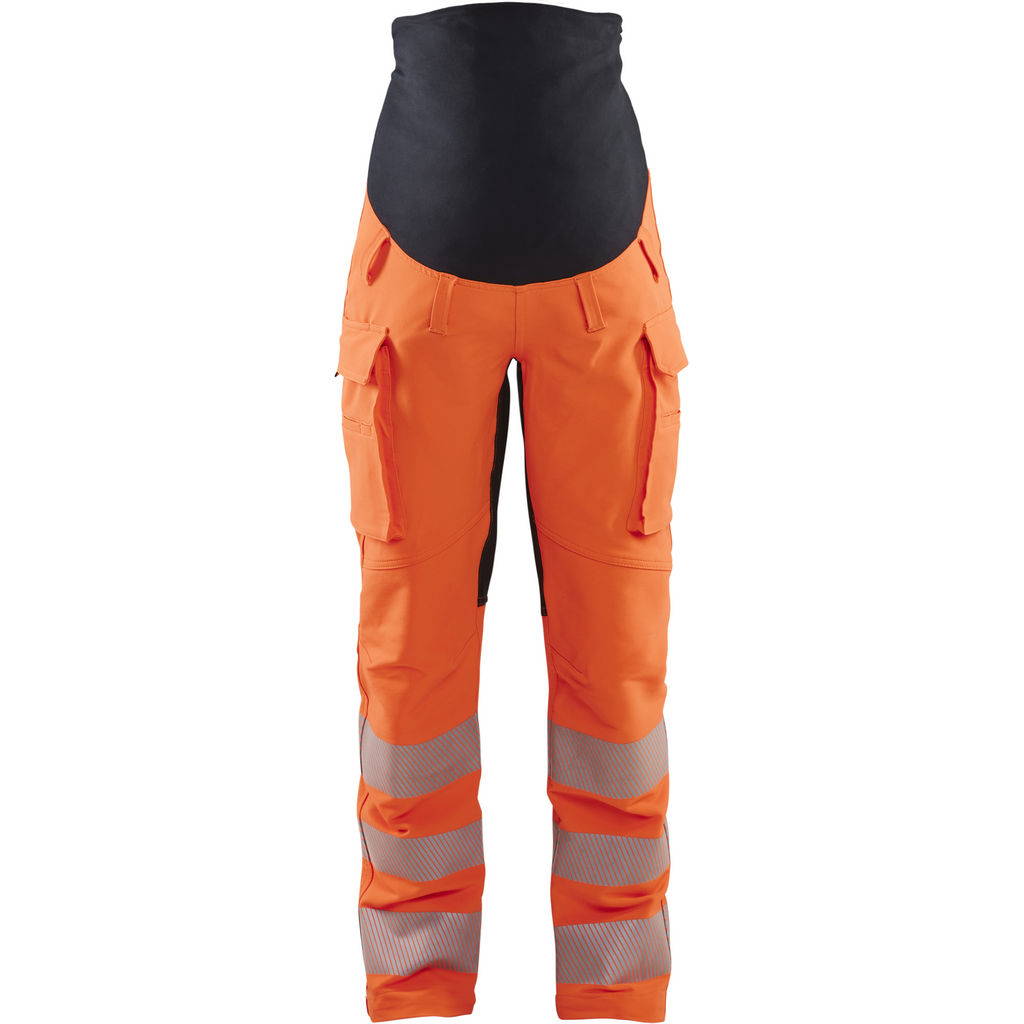 Blaklader High Vis 4-Way Stretch Maternity Trousers, Orange/Black