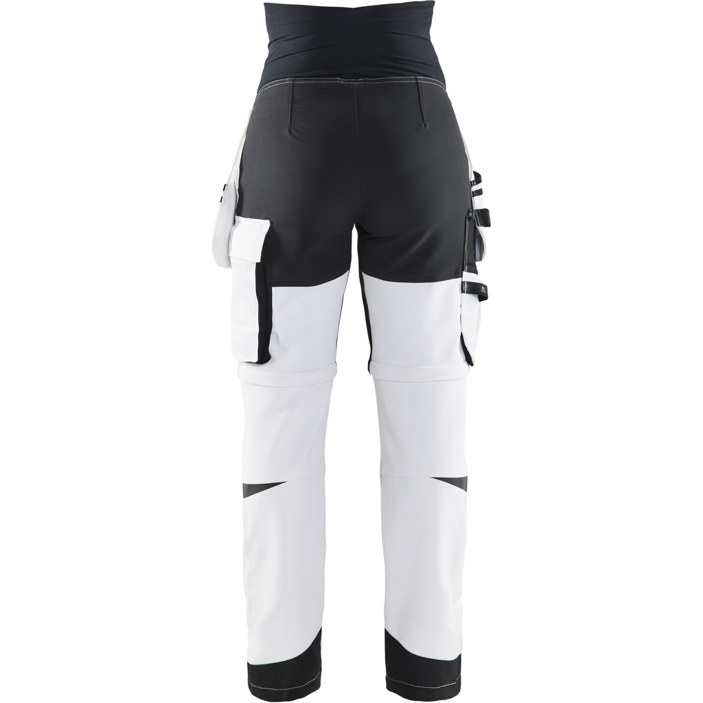 Blaklader Zip-Off Painter Maternity Trousers, White/Black (4)