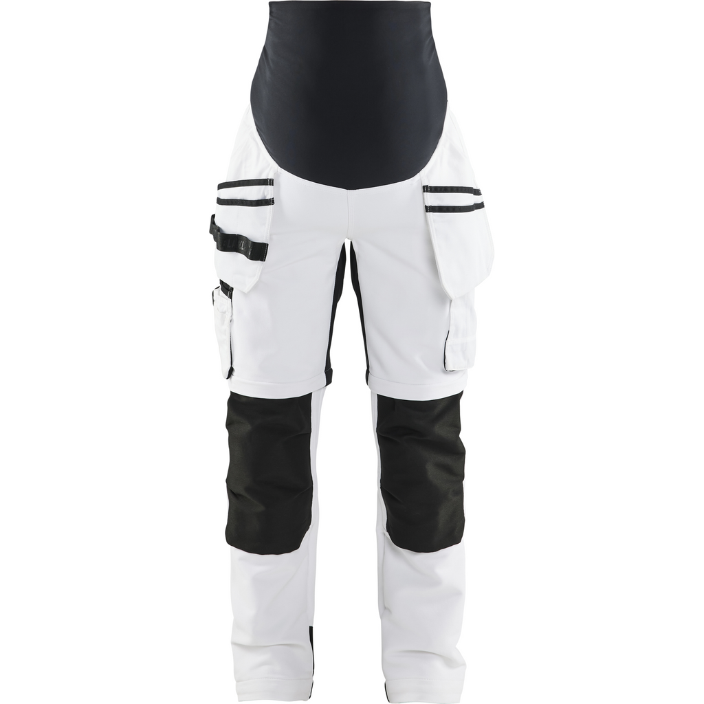 Blaklader Zip-Off Painter Maternity Trousers, White/Black