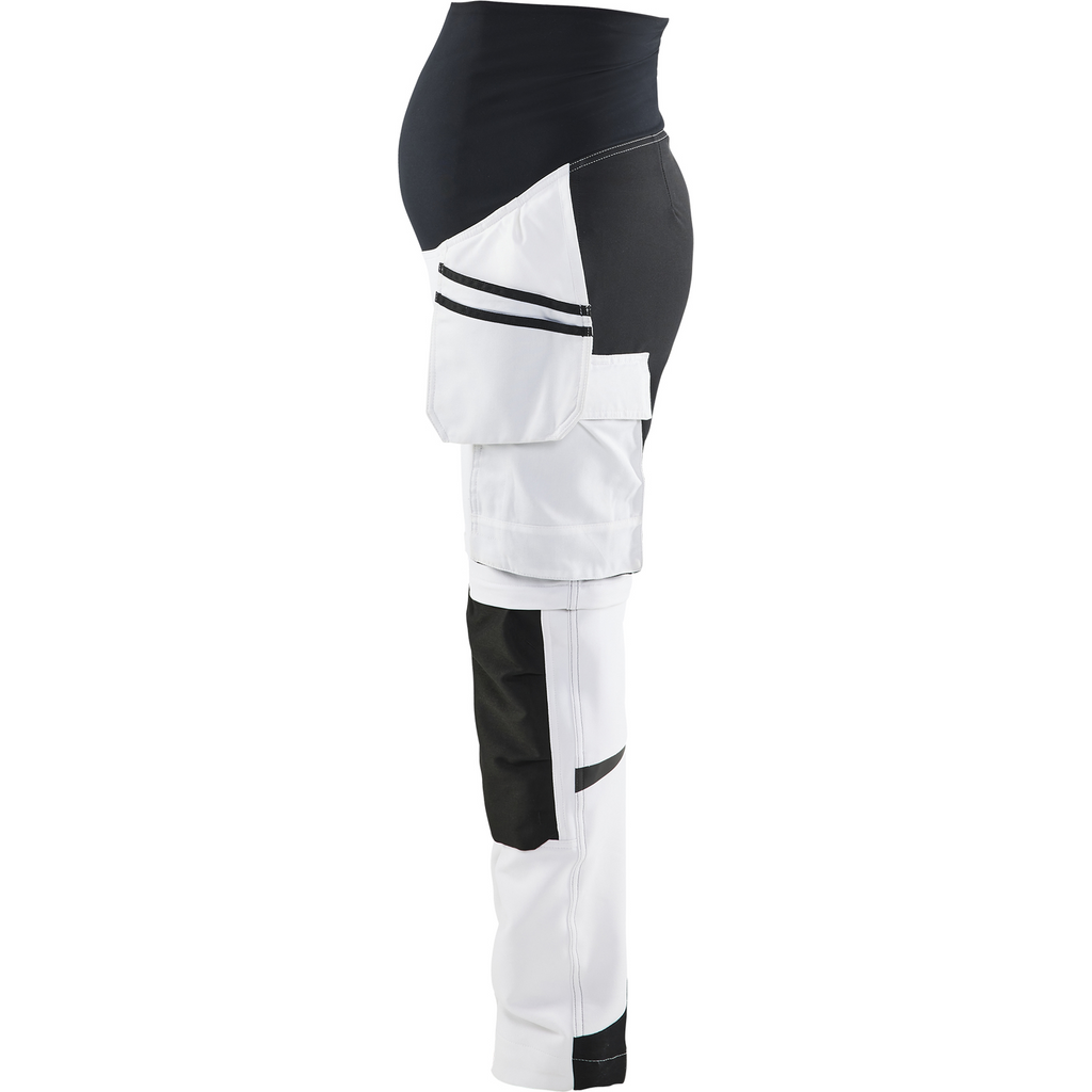 Blaklader Zip-Off Painter Maternity Trousers, White/Black (3)