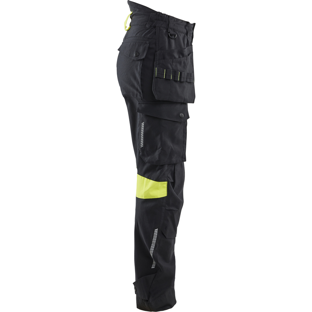 Blaklader Ladies Craftsman Work Trousers, Black/Yellow (2)