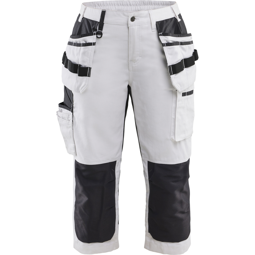 Blaklader Women's Painter Pirate Trousers with Stretch, White/Black