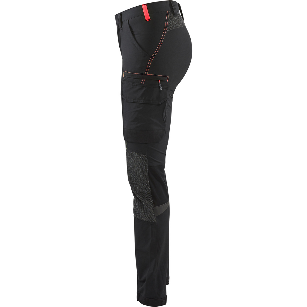 Blaklader Ladies 4-Way Stretch Work Trousers, Black/Red (3)