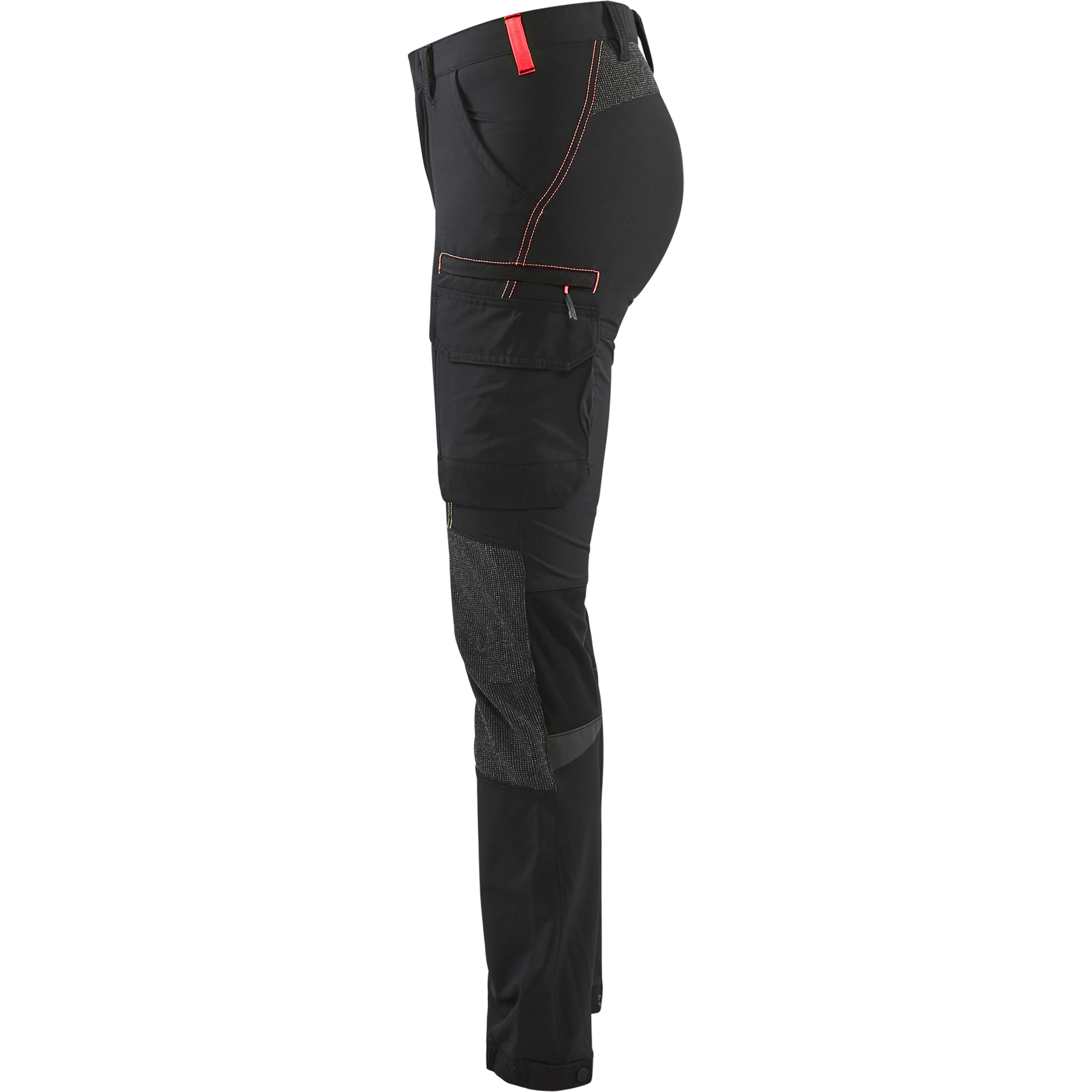 Blaklader Ladies 4-Way Stretch Work Trousers, Black/Red (3)
