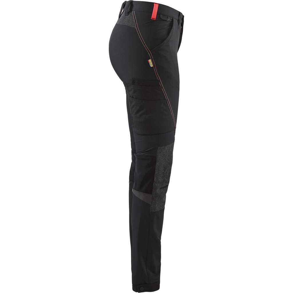 Blaklader Ladies 4-Way Stretch Work Trousers, Black/Red (2)
