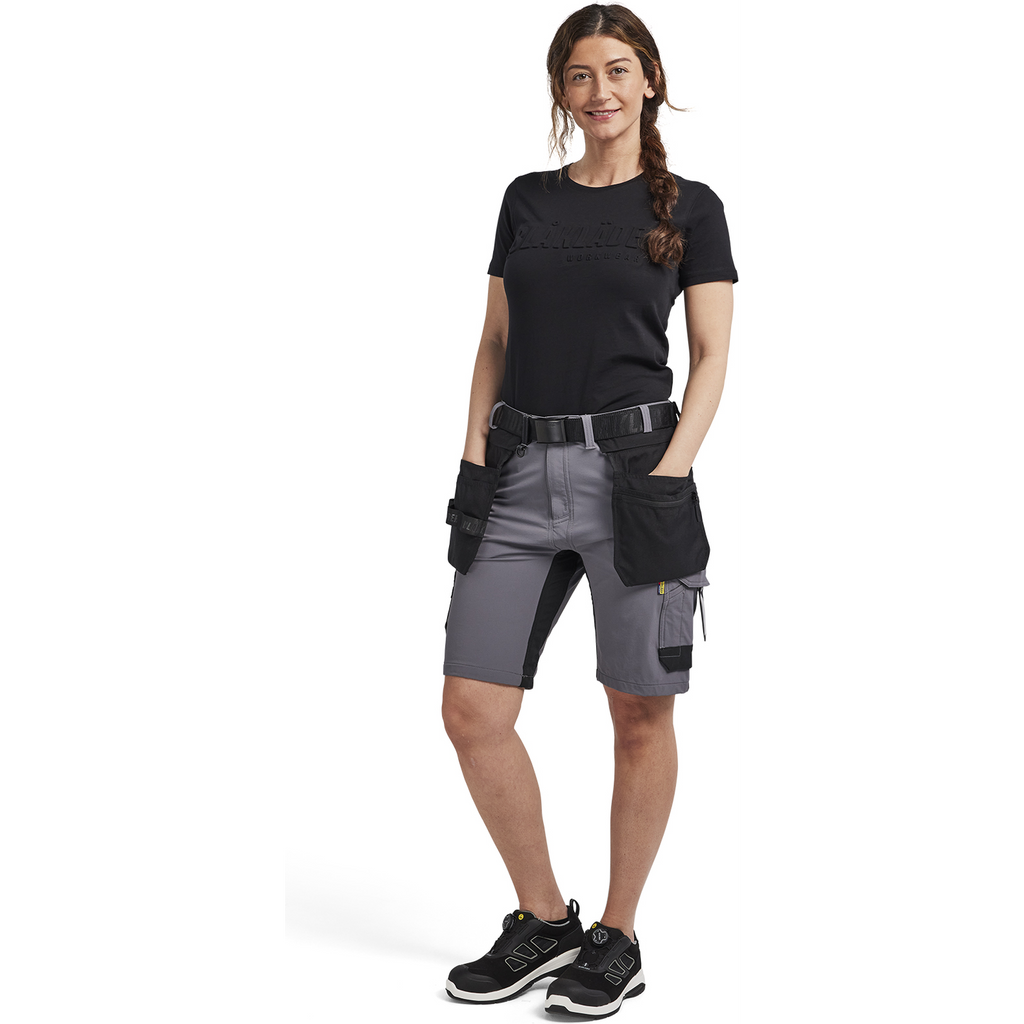 Blaklader Women's 4-Way Stretch Craftsman Shorts, Medium Grey/Black (5)