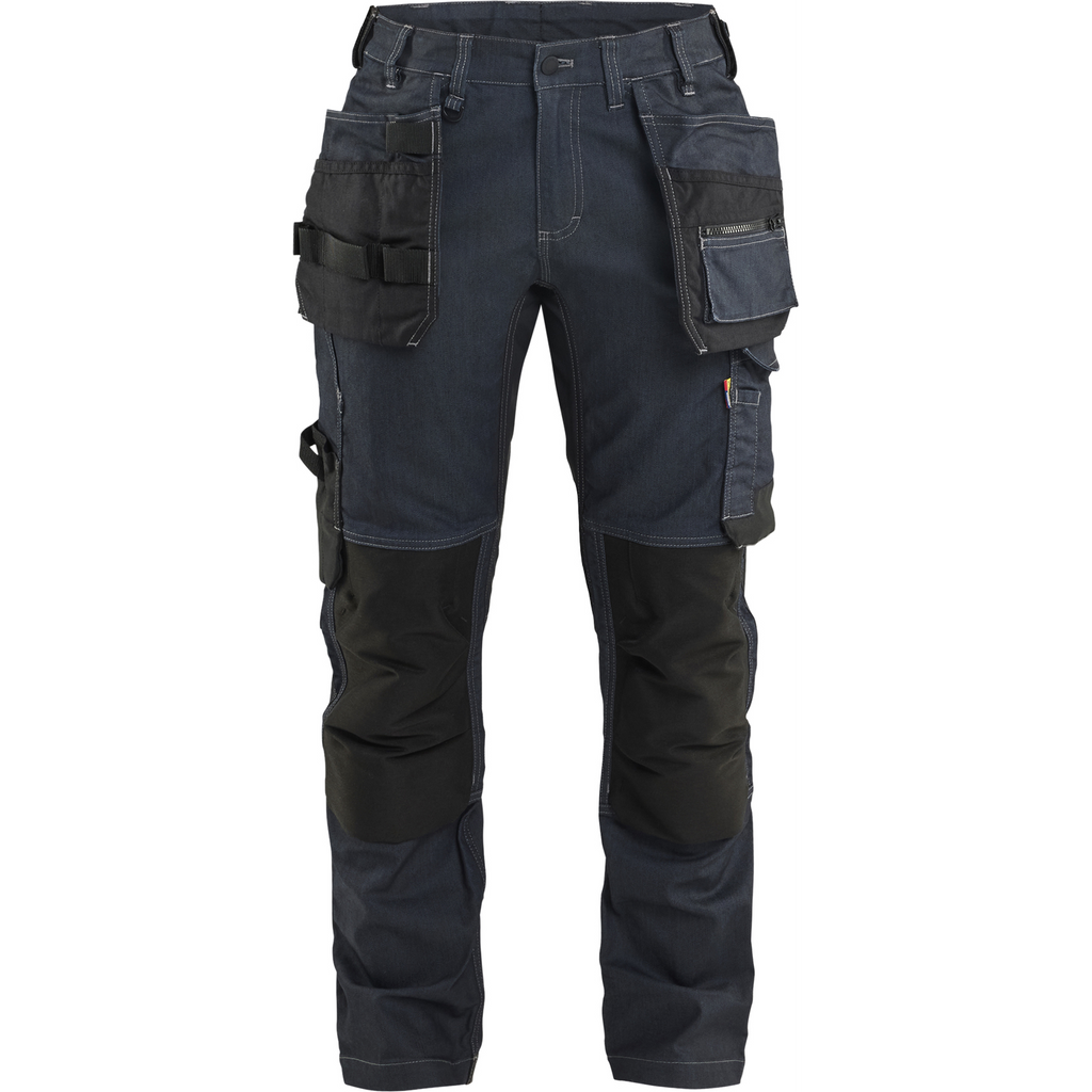 Blaklader Ladies' Stretch Denim Craftsman Work Trousers, Navy Blue/Black