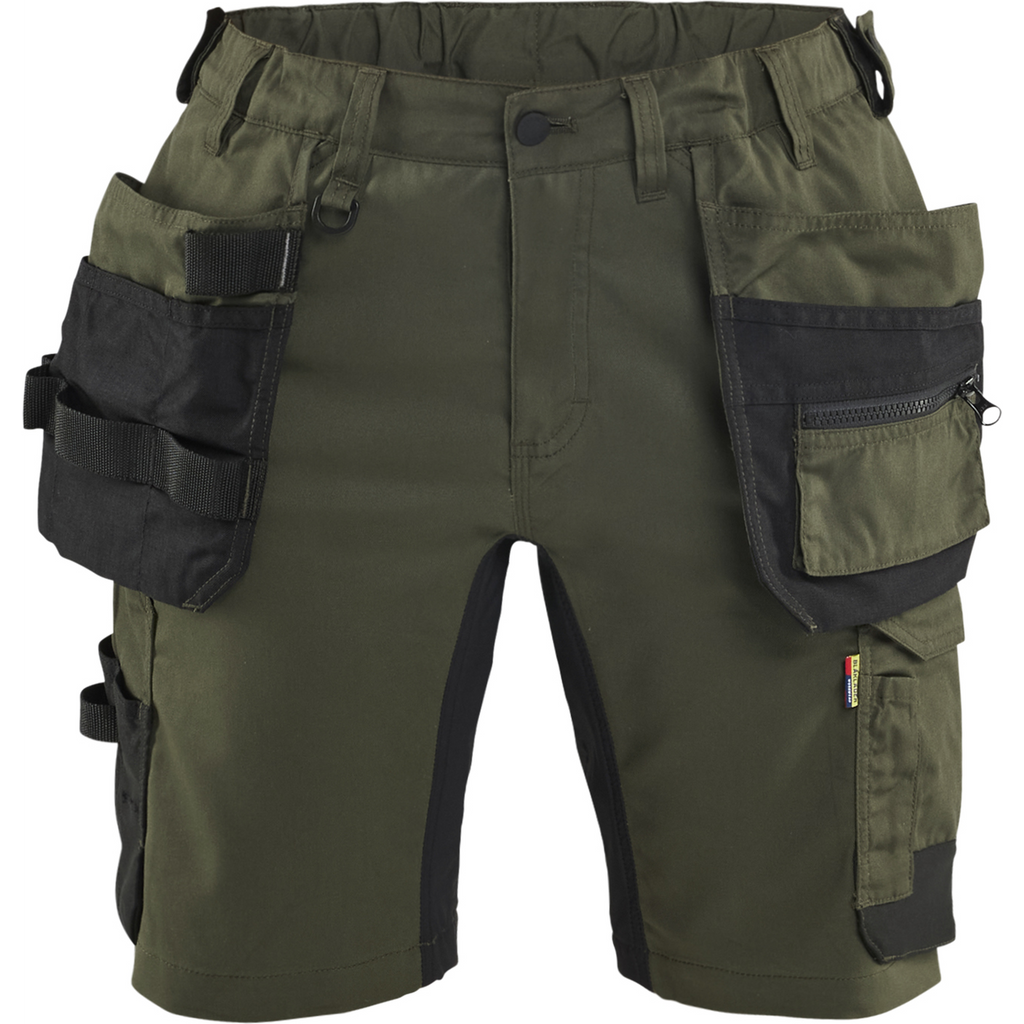 Blaklader Ladies Stretch Craftsman Shorts, Forest Green/Black