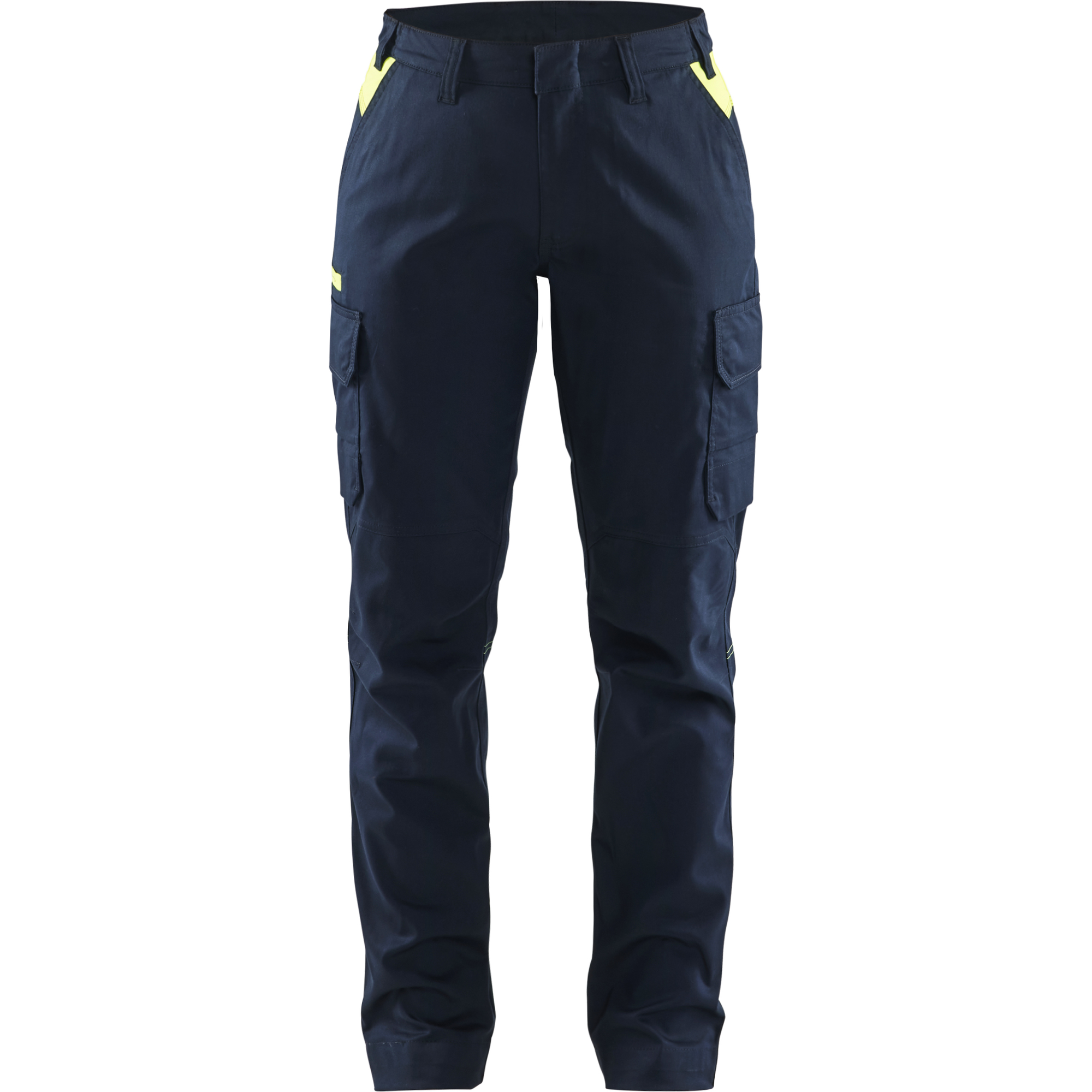 Blaklader Ladies Stretch Industry Work Trousers, Dark Navy/Yellow